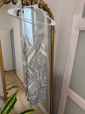 Windsor White Dress with Silver Sequin Accents